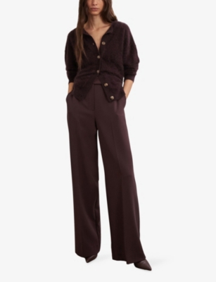 Reiss Womens Burgundy Mel Button-up Cashmere Cardigan In Burgundy