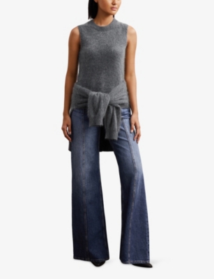 Reiss Womens Grey Mel Round-neck Cashmere Vest Xs In Gray