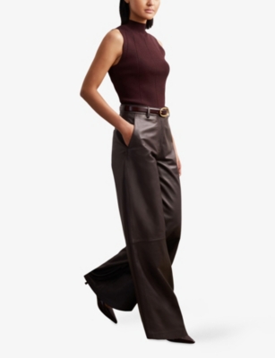 Reiss Womens Burgundy Milan Sleeveless Stretch-knit Top In Burgundy