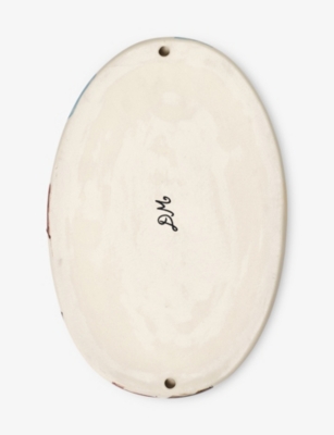 Damson Madder Harlequin-pattern Oval Ceramic Serving Platter In Multi