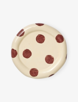 Damson Madder Butter Burgundy Spot Polka-dot Ceramic Saucer In Multi