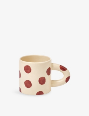 Damson Madder Butter Burgundy Spot Polka-dot Ceramic Mug In Neutral