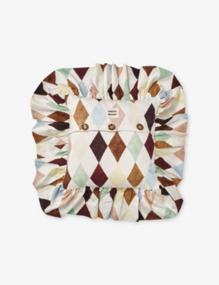 DAMSON MADDER: Striped Frilled Cotton Cushion