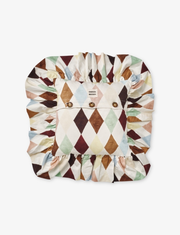 Striped Frilled Cotton Cushion