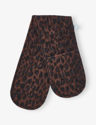 Damson Madder K Leopard Leopard-print Double Oven Glove In Brown