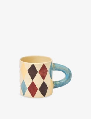Damson Madder Harlequin-pattern Ceramic Mug In Multi