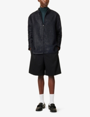 Jacquemus Mens Black Le Short Ovalu Pleated Wool Shorts In Black