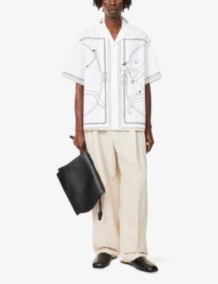 Jacquemus Dog Embroidered Collar Graphic Print Shirt In Multi