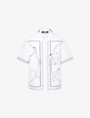 Jacquemus Dog Embroidered Collar Graphic Print Shirt In Multi