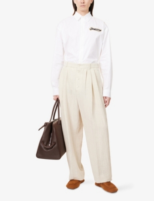 JACQUEMUS: La Chemise Simon Embroidered Varsity-Patch Cotton Shirt