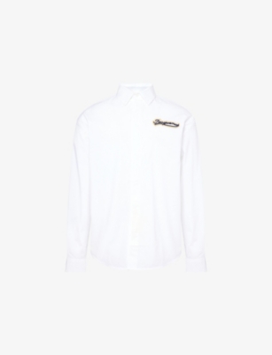 JACQUEMUS: La Chemise Simon Embroidered Varsity-Patch Cotton Shirt