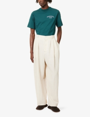 Jacquemus Mens Club Dark Green Embroidered-print Long-sleeve Cotton Shirt In Green