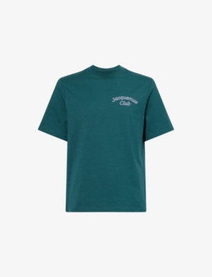 Jacquemus Mens Club Dark Green Embroidered-print Long-sleeve Cotton Shirt In Green