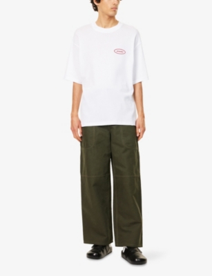 Jacquemus Mens Station Patch White Stazione Brand-patch Cotton-jersey T-shirt In White