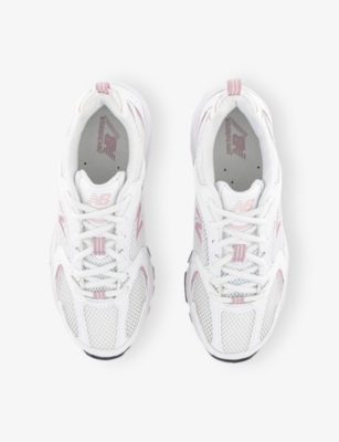 New Balance Womens White White Pink Mr530 Leather And Mesh Trainers In Multi