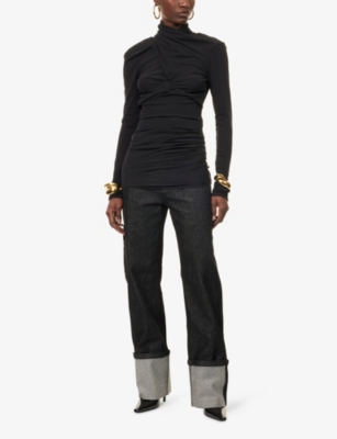 Entire Studios Womens Soot Gres Twisted Stretch-cotton Top In Black