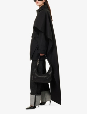 Entire Studios Womens Mini Scarfcoat Cotton-poplin Jacket Black In Black