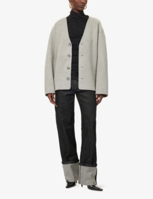 Entire Studios Womens Storm Jool V-neck Wool Jacket In Gray
