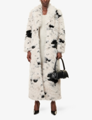 Entire Studios Womens Ashflake Coco Notch-lapels Faux-fur Coat In White
