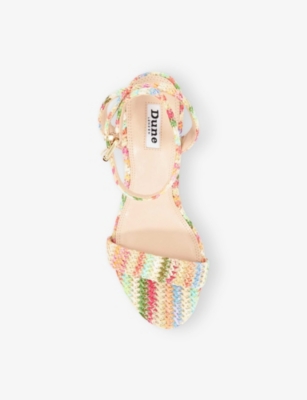 DUNE: Memee Mid Block-Heel Woven Sandals