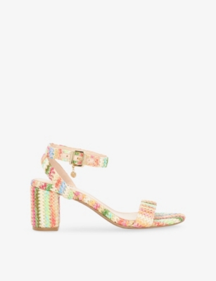 DUNE: Memee Mid Block-Heel Woven Sandals