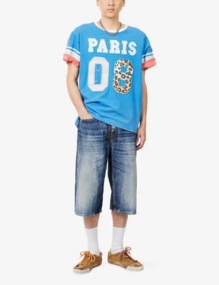 Gallery Dept. Mens Blue/red Layered Patch Cotton-jersey T-shirt In Blue