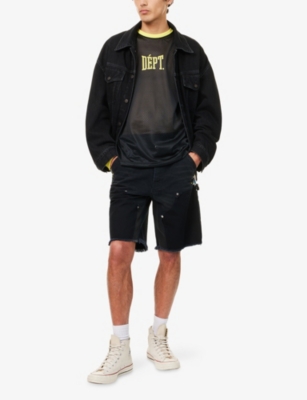 Gallery Dept. Mens Black Carpenter Cut-off Distressed Denim Shorts In Black