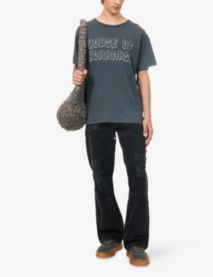 Gallery Dept. Horrors Glittered Printed Cotton-jersey T-shirt In Gray