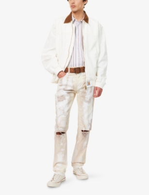 Gallery Dept. Mens Archival White Overtime Distressed Denim Jeans In White