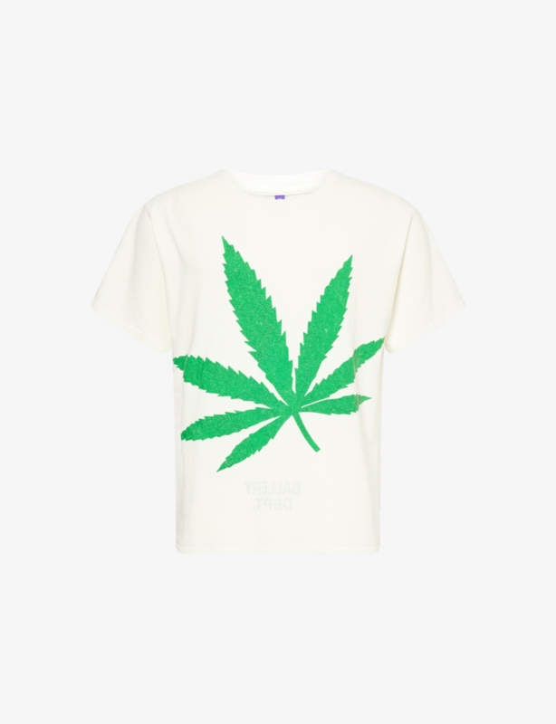 Weed Glittered Graphic-Print Cotton T-Shirt