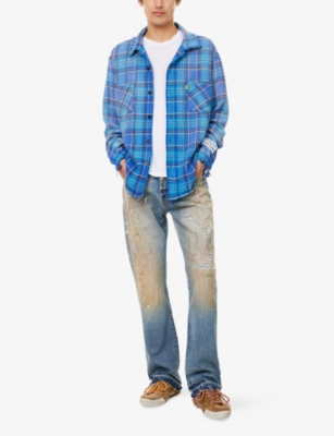 Gallery Dept. Mens Indigo Greased Bleached Denim Jeans In Blue