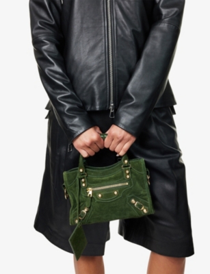 RESELFRIDGES: Pre-Loved Balenciaga City Classic Studs Suede Shoulder Bag