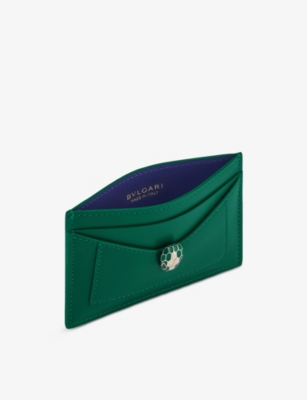 Bvlgari Womens Green Serpenti Forever Leather Card Holder In Green