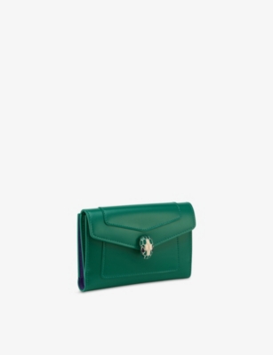 Bvlgari Womens Green Serpenti Forever Compact Leather Wallet