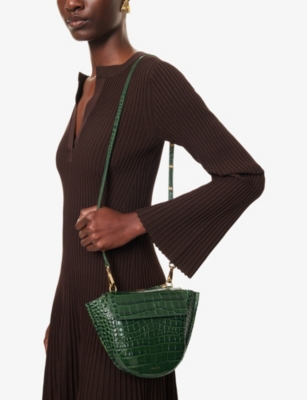 WANDLER: Hortensia Mini Crocodile-Effect Leather Shoulder Bag