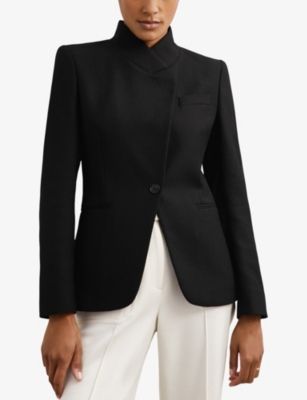 REISS: Manon Wrapover Wool-Blend Blazer