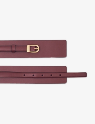 Reiss Burgundy Leather Double-strap Waist Belt In Burgundy