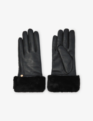Reiss Womens Black Audrey Stud-embellished Leather Gloves In Black