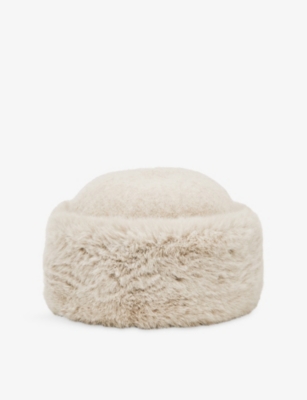Reiss Womens Off White Serena Faux-fur Hat