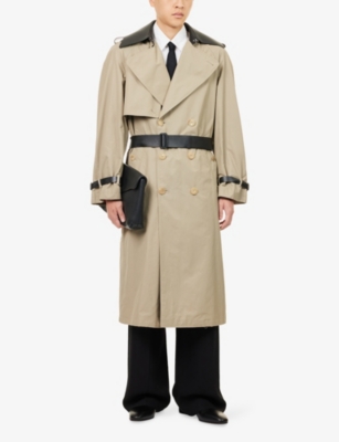 Givenchy Mens Beige Double-breasted Contrast Cotton Blend Trench Coat In Neutral