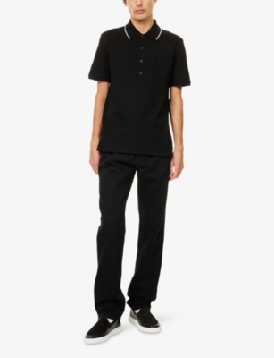 Givenchy Straight-leg Cotton Blend Trousers With Subtle Branding In Black