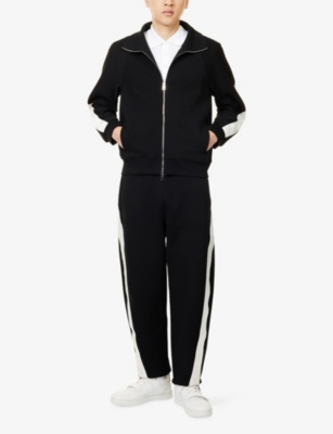 Givenchy Mens Black Open Seam Contrast Zip-through Cotton-jersey Track Jacket In Black