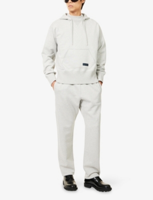 Givenchy Mens Light Grey Melange Logo-patch Elasticated-cuff Cotton-jersey Jogging Bottoms In Gray