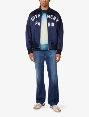 Givenchy Deep Navy Satin-finish Bomber Jacket In Blue