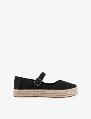 Toms Oms Womens Black Carolina Canvas Mary-jane Espadrilles Eur 39 / 6 Uk
