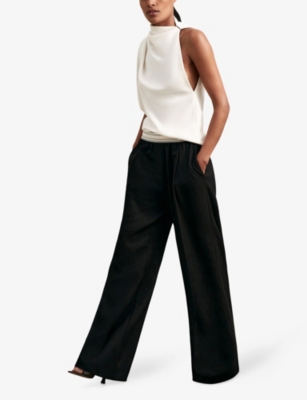REISS: Camelia Striped-Waistband Wide-Leg Woven Trousers