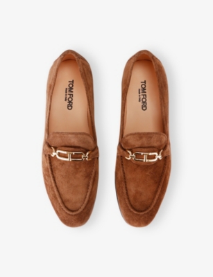 TOM FORD WOMENS DARK BROWN HORSEBIT SUEDE LOAFERS EUR 38/5 UK 