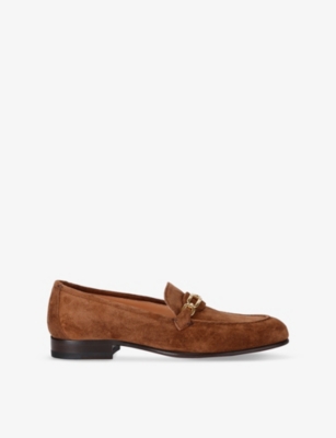 TOM FORD WOMENS DARK BROWN HORSEBIT SUEDE LOAFERS EUR 38/5 UK 