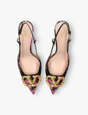 VALENTINO GARAVANI: VLogo 80 Slingback Woven Heeled Courts