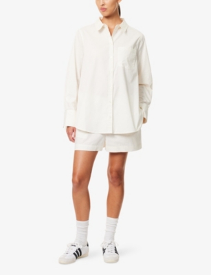 We Are Tala Omens Coconut Milk Elasticated-waist Relaxed-fit Cotton Blend Shorts In White